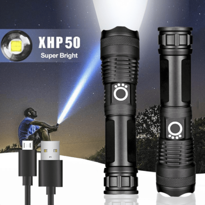 Rechargeable Zoom LED Flashlight USB Torch Light